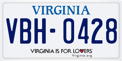 VA license plate VBH0428