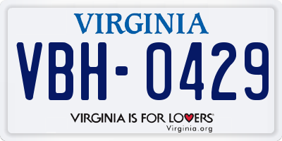 VA license plate VBH0429