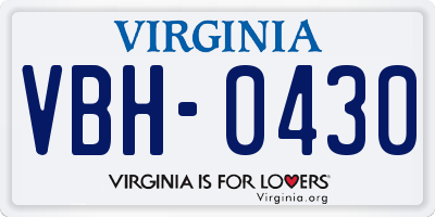 VA license plate VBH0430