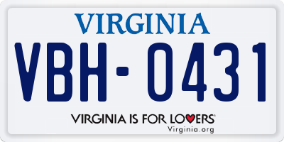 VA license plate VBH0431