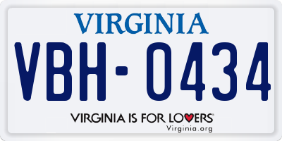 VA license plate VBH0434