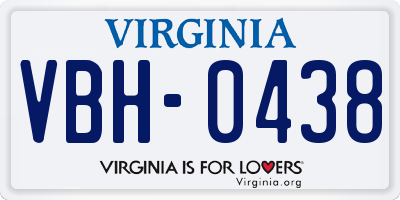 VA license plate VBH0438