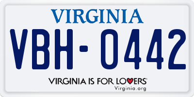 VA license plate VBH0442