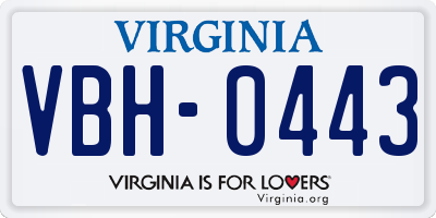VA license plate VBH0443