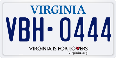 VA license plate VBH0444