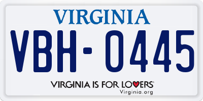 VA license plate VBH0445