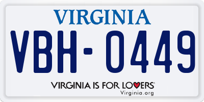 VA license plate VBH0449