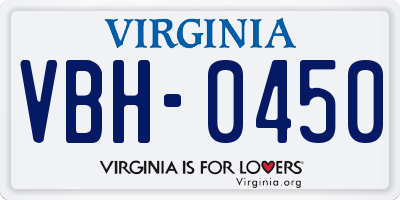 VA license plate VBH0450