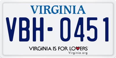 VA license plate VBH0451