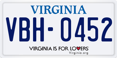 VA license plate VBH0452