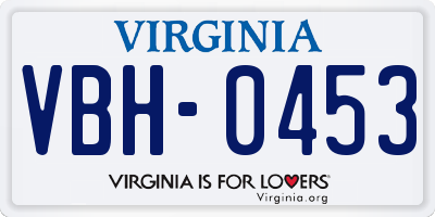 VA license plate VBH0453