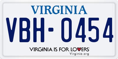 VA license plate VBH0454