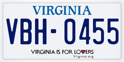 VA license plate VBH0455