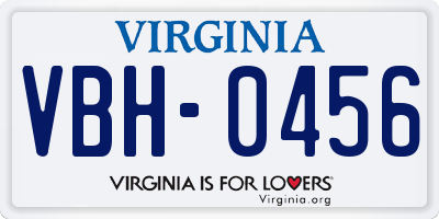 VA license plate VBH0456