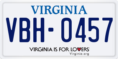 VA license plate VBH0457