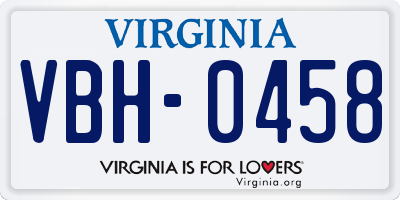 VA license plate VBH0458