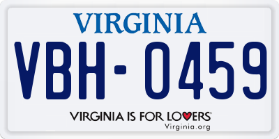 VA license plate VBH0459
