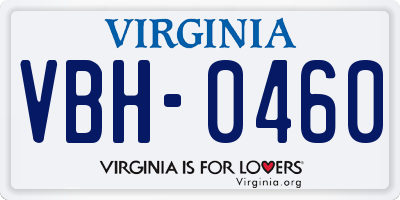 VA license plate VBH0460