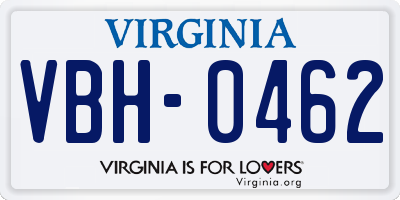 VA license plate VBH0462