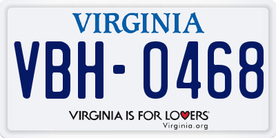 VA license plate VBH0468