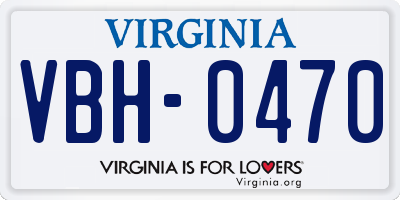 VA license plate VBH0470