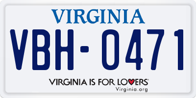 VA license plate VBH0471