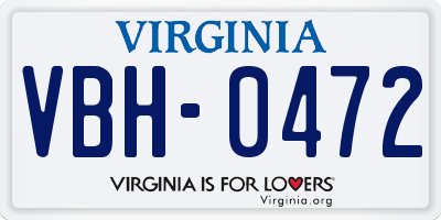 VA license plate VBH0472