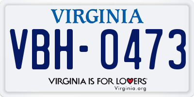 VA license plate VBH0473