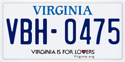 VA license plate VBH0475