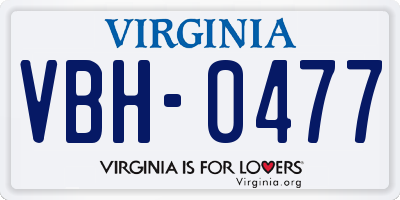 VA license plate VBH0477