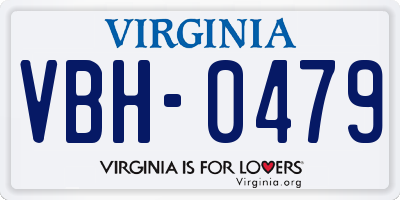 VA license plate VBH0479
