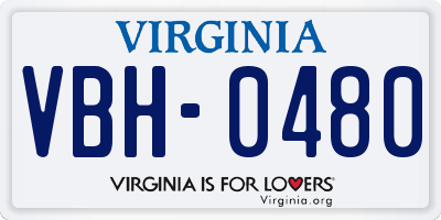 VA license plate VBH0480