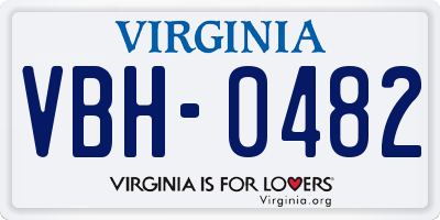 VA license plate VBH0482