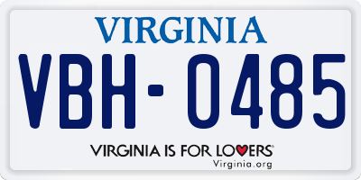 VA license plate VBH0485