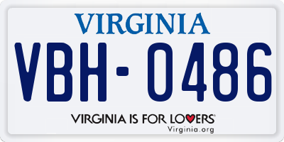 VA license plate VBH0486