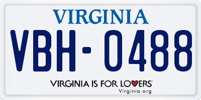VA license plate VBH0488