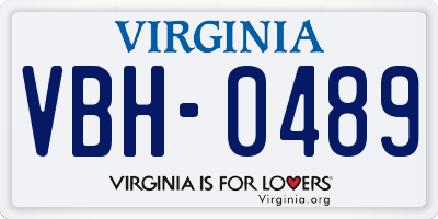 VA license plate VBH0489