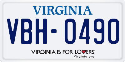 VA license plate VBH0490