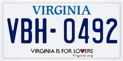 VA license plate VBH0492