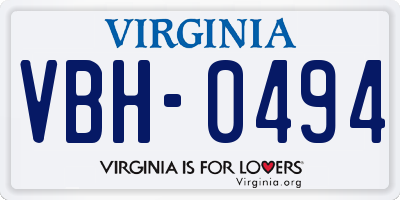 VA license plate VBH0494