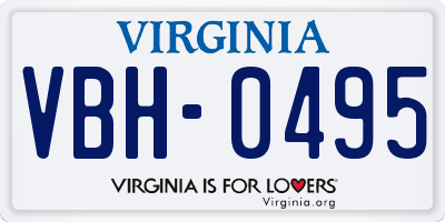 VA license plate VBH0495