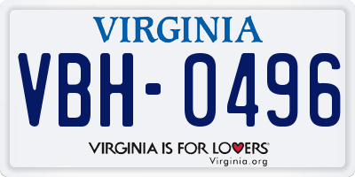 VA license plate VBH0496