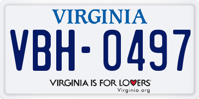 VA license plate VBH0497