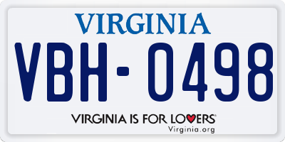VA license plate VBH0498