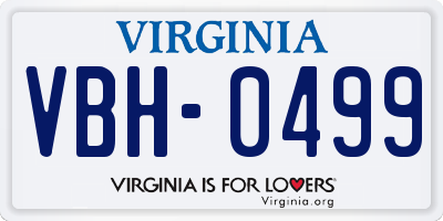 VA license plate VBH0499