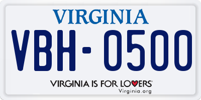 VA license plate VBH0500