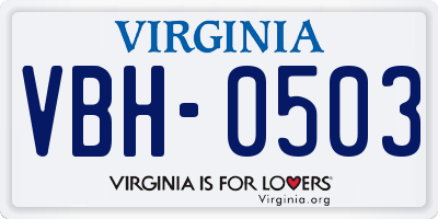VA license plate VBH0503