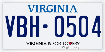VA license plate VBH0504