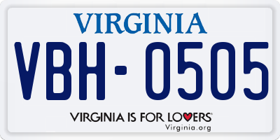 VA license plate VBH0505