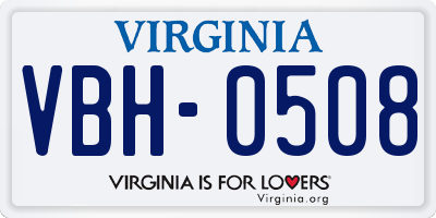 VA license plate VBH0508